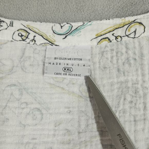 CMC Color Me Cotton Top Size XXL Bicycle Print Muslin Gauze Soft Boxy Lagenlook - Picture 5 of 9